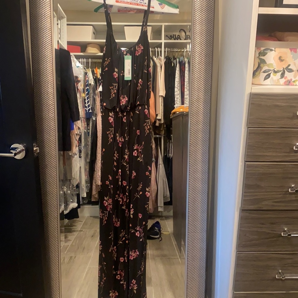 Black and pink floral romper